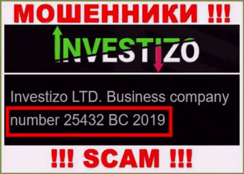 Investizo LTD internet мошенников Инвестицо зарегистрировано под вот этим рег. номером - 25432 BC 2019