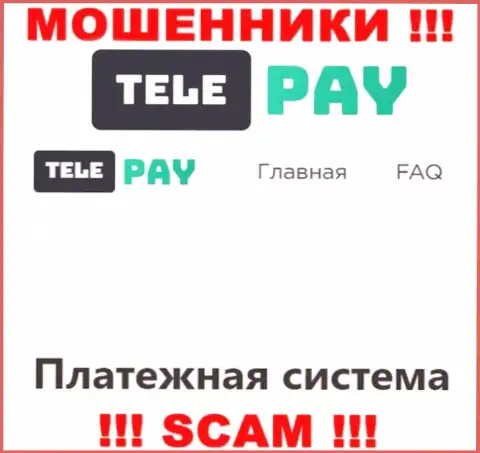Основная работа Tele Pay - это Платежная система, будьте весьма внимательны, работают противоправно