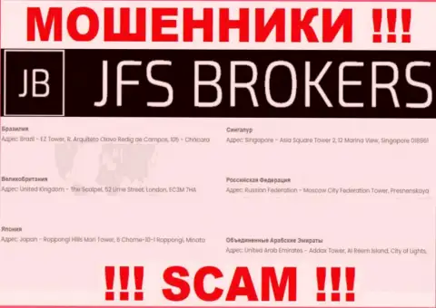 JFS Brokers у себя на сайте указали ложные сведения на счет местоположения