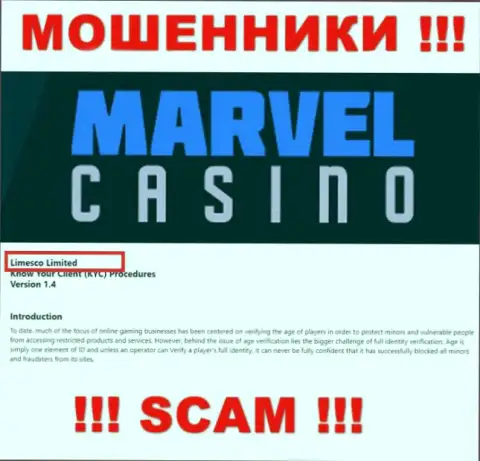 Юр лицом, владеющим internet мошенниками MarvelCasino, является Limesco Limited