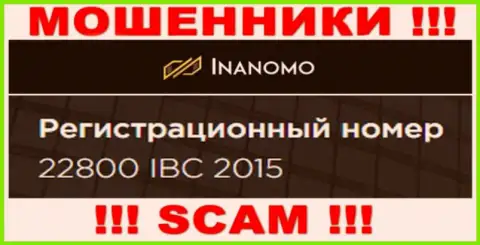 Регистрационный номер организации Inanomo - 22800 IBC 2015