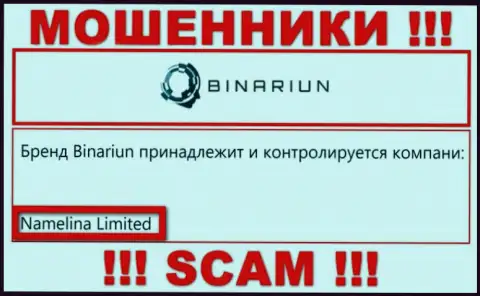 Вы не убережете собственные вложенные деньги имея дело с организацией Binariun, даже в том случае если у них есть юридическое лицо Namelina Limited