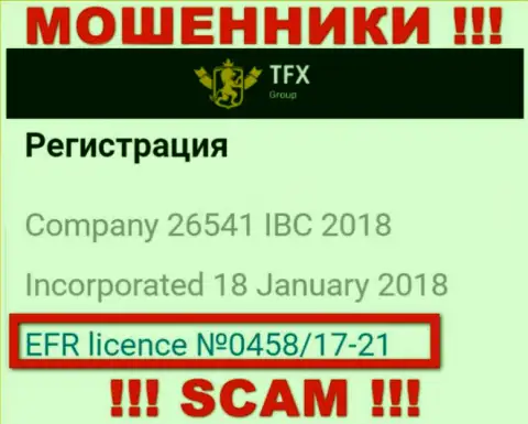Деньги, отправленные в TFX FINANCE GROUP LTD не вернуть, хоть представлен на веб-ресурсе их номер лицензии