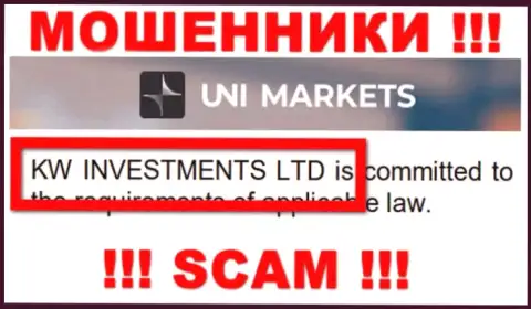 Владельцами UNI Markets оказалась компания - KW Investments Ltd