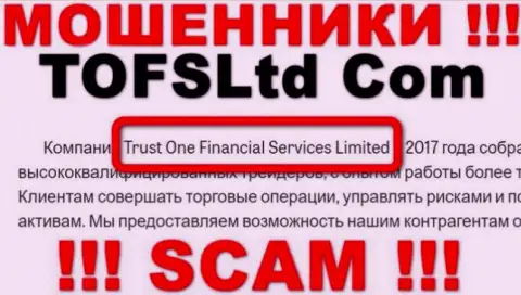 Свое юридическое лицо компания TOFSLtd не скрывает - это Trust One Financial Services Limited