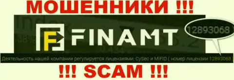 Мошенники Finamt не прячут свою лицензию на осуществление деятельности, опубликовав ее на онлайн-сервисе, однако будьте очень бдительны !!!