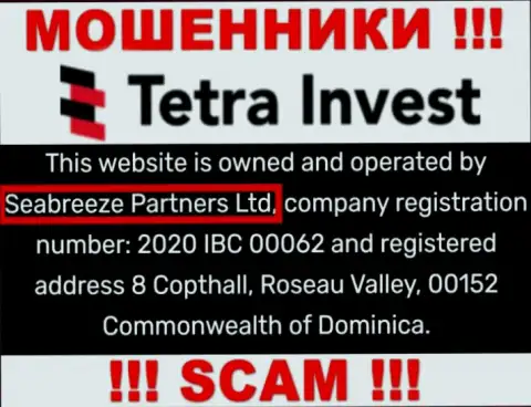 Юридическим лицом, управляющим разводилами Tetra Invest, является Seabreeze Partners Ltd
