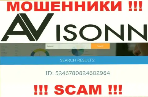 Будьте крайне бдительны, наличие номера регистрации у компании Avisonn Com (5246780824602984) может быть ловушкой