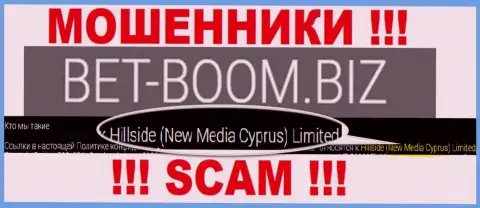 Юридическим лицом, управляющим internet-разводилами Bet Boom Biz, является Хиллсиде (Нью Медиа Кипр) Лтд