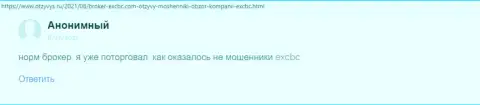 Web-сайт Otzyvys Ru делится комментарием клиента об брокерской организации ЕХ Брокерс