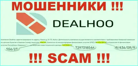 Мошенники DealHoo Com активно оставляют без денег клиентов, хоть и предоставляют лицензию на сайте
