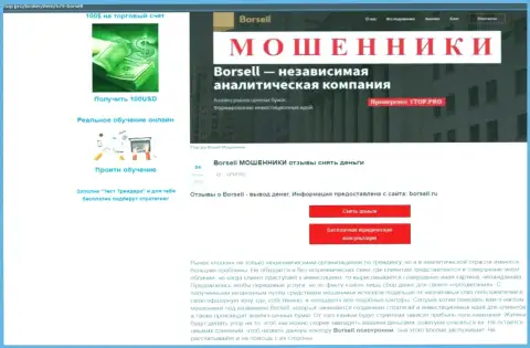 Обзор махинаций scam-организации Borsell Ru - это МОШЕННИКИ !!!