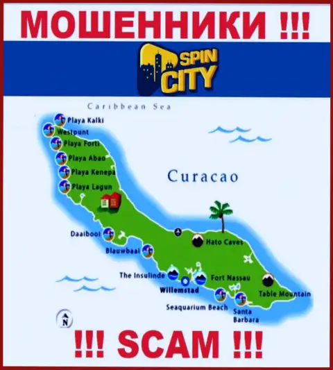 Юридическое место базирования Spin City на территории - Curacao