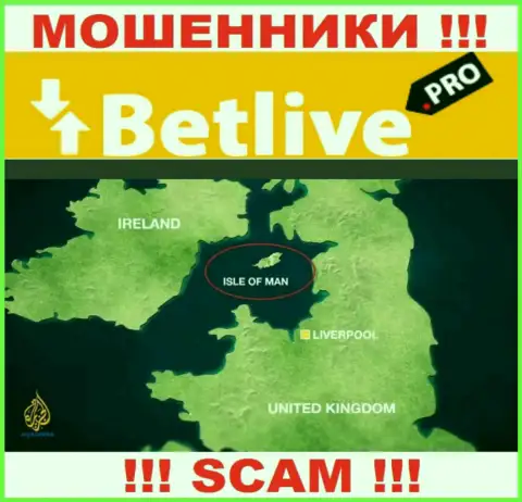 BetLive базируются в оффшоре, на территории - Isle of Man