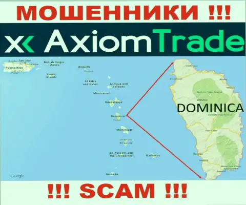 У себя на онлайн-сервисе Аксиом Трейд указали, что зарегистрированы они на территории - Commonwealth of Dominica