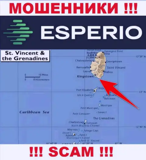 Офшорные интернет махинаторы Esperio скрываются здесь - Kingstown, St. Vincent and the Grenadines