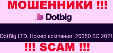 Номер регистрации мошенников DotBig, приведенный ими у них на сайте: 26350 BC 2021