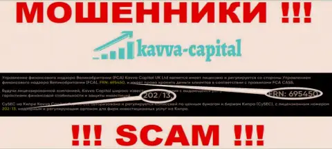 Вы не вернете средства из организации Kavva Capital, даже если зная их номер лицензии с официального web-портала