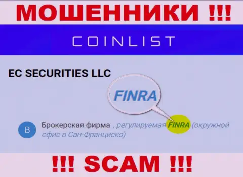 Постарайтесь держаться от конторы CoinList Co подальше, которую прикрывает мошенник - FINRA