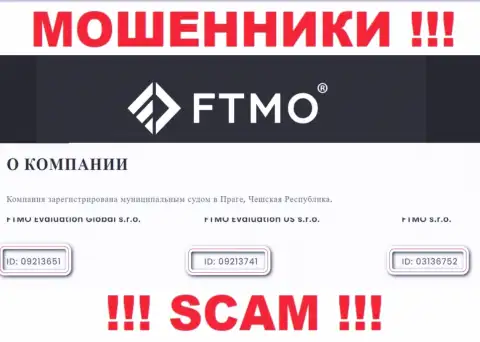 Контора FTMO представила свой регистрационный номер у себя на официальном сайте - 09213741