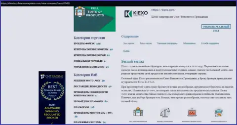 Материал о условиях для совершения торговых сделок Forex брокерской организации KIEXO, представленный на сайте Директори ФинансМагнатес Ком