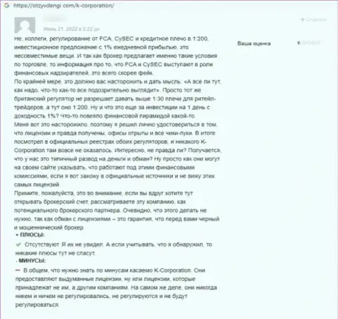 Автор данного отзыва сообщил, что контора К-Корпорэйшн - это ШУЛЕРА !!!