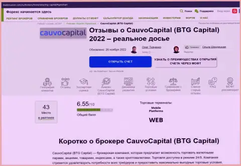 Обзор условий компании КаувоКапитал в материале на онлайн-ресурсе трейдерсюнион ком