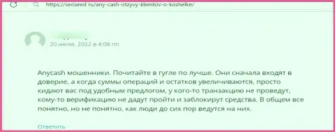 Ани Кеш - это МОШЕННИК !!! Действующий в сети internet (мнение)