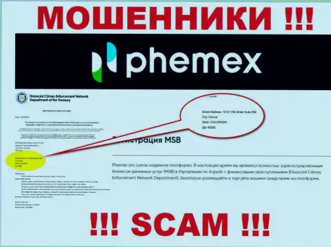 Где именно находится контора PhemEX Com непонятно, информация на онлайн-сервисе фейк